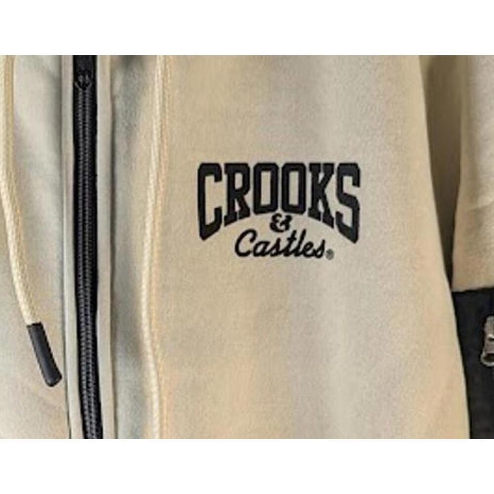 Crooks & Castles Heavyweight Sherpa Full Zip Hoodie XL – Cream/Black – New - Picture 3 of 12